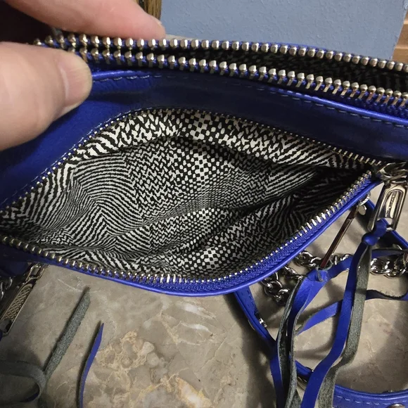 Rebecca Minkoff Mini Mac Cobalt Blue Zipper & Fringe Crossbody Bag - Picture 8 of 12